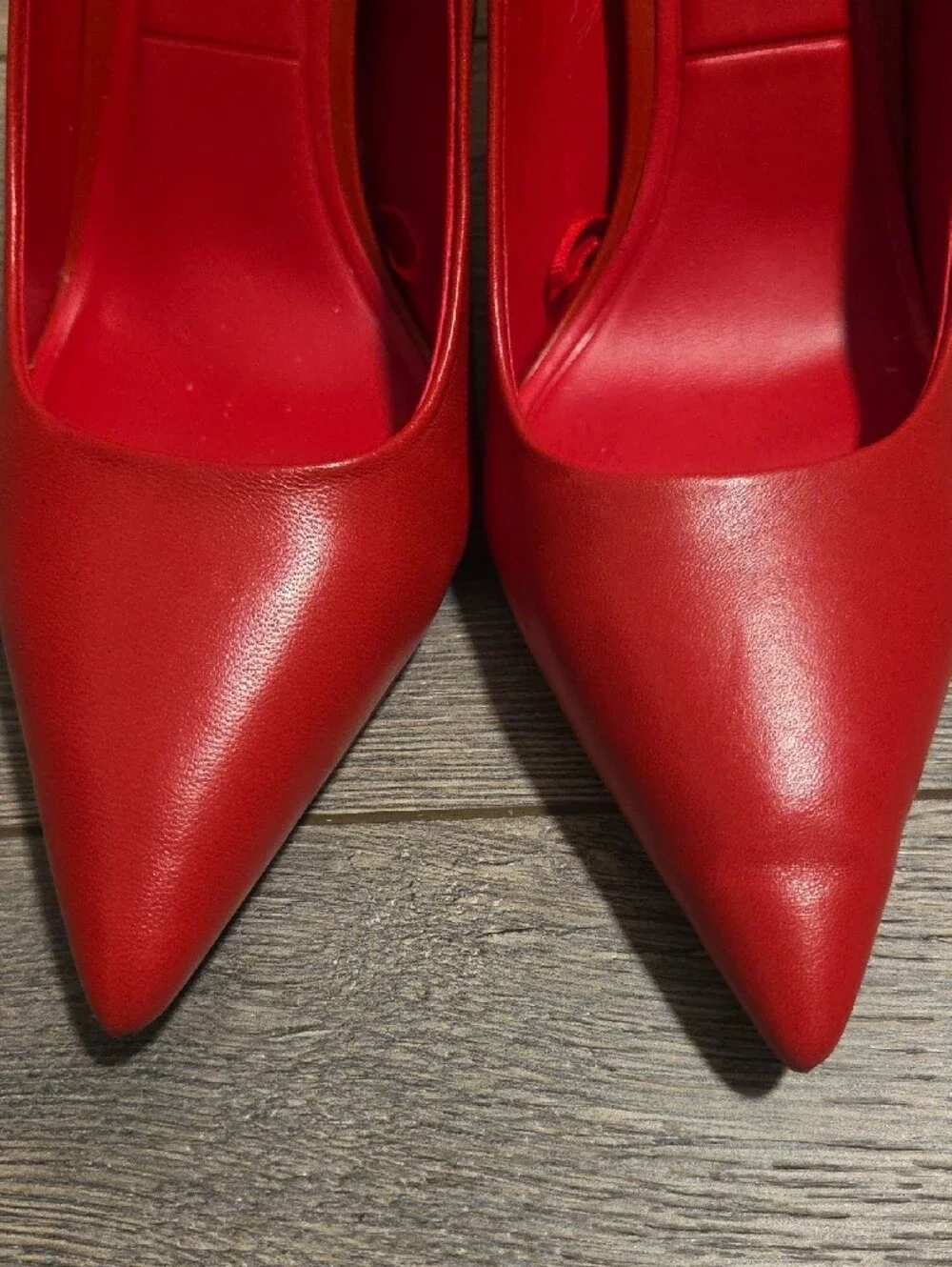 ZARA Red Pointed Leather High Heels - Classic Pumps
